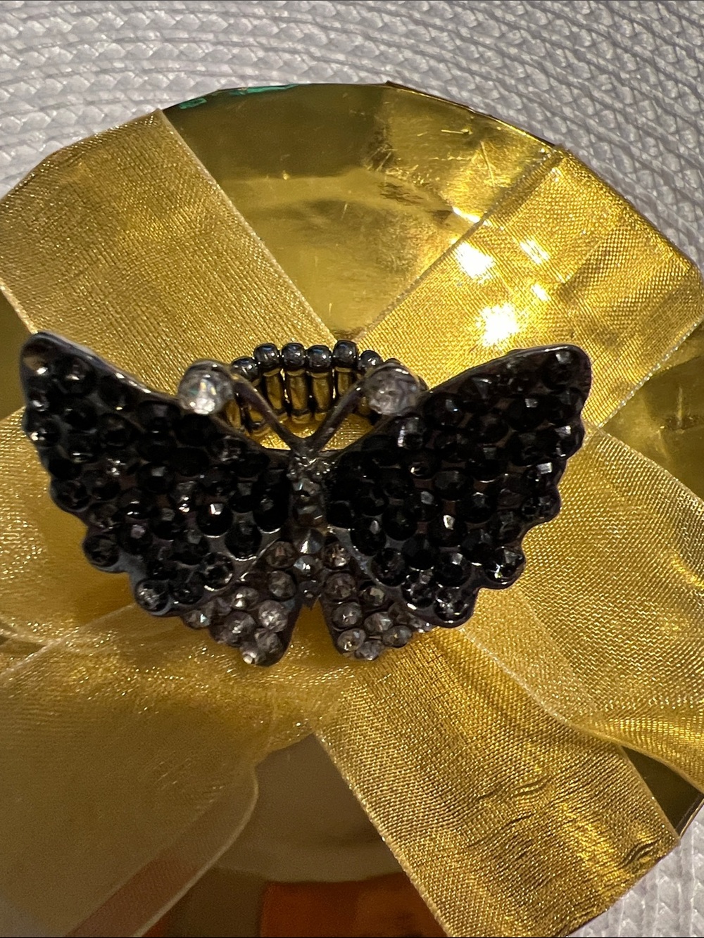 Black Crystal Butterfly Ring - Women Jewelry